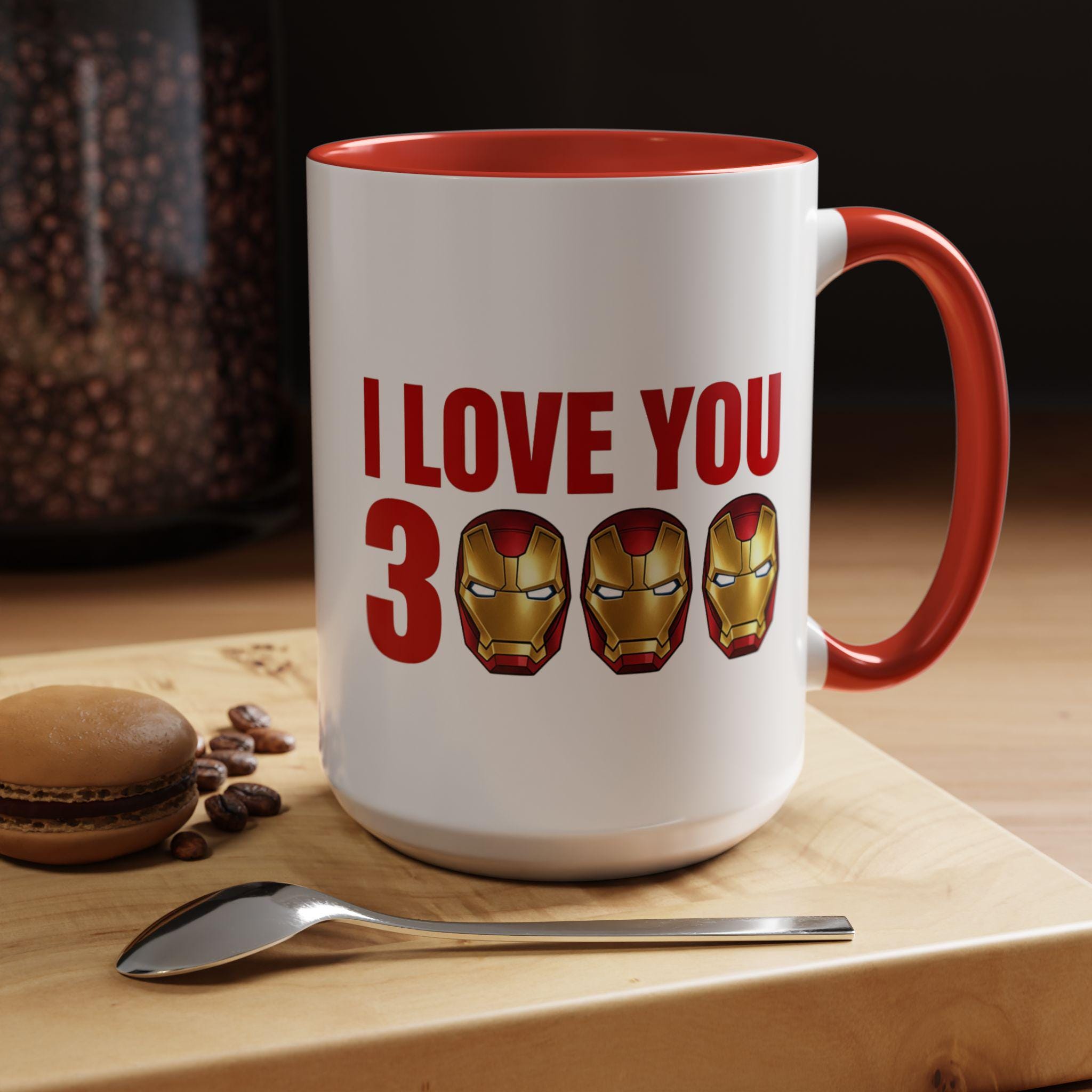 Iron Man Love Coffee Mug, I Love You 3000 Gift, Marvel Fan Tumbler, Superhero Drinkware, Movie Memorabilia
