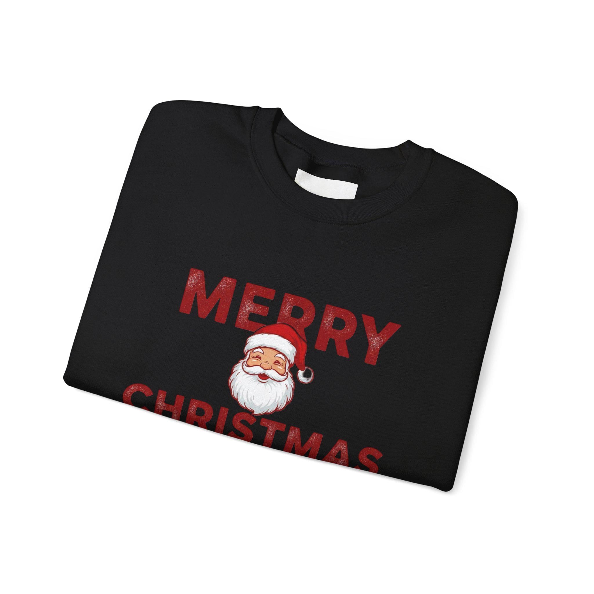 Merry Christmas Sweatshirt, Festive Santa Holiday Apparel
