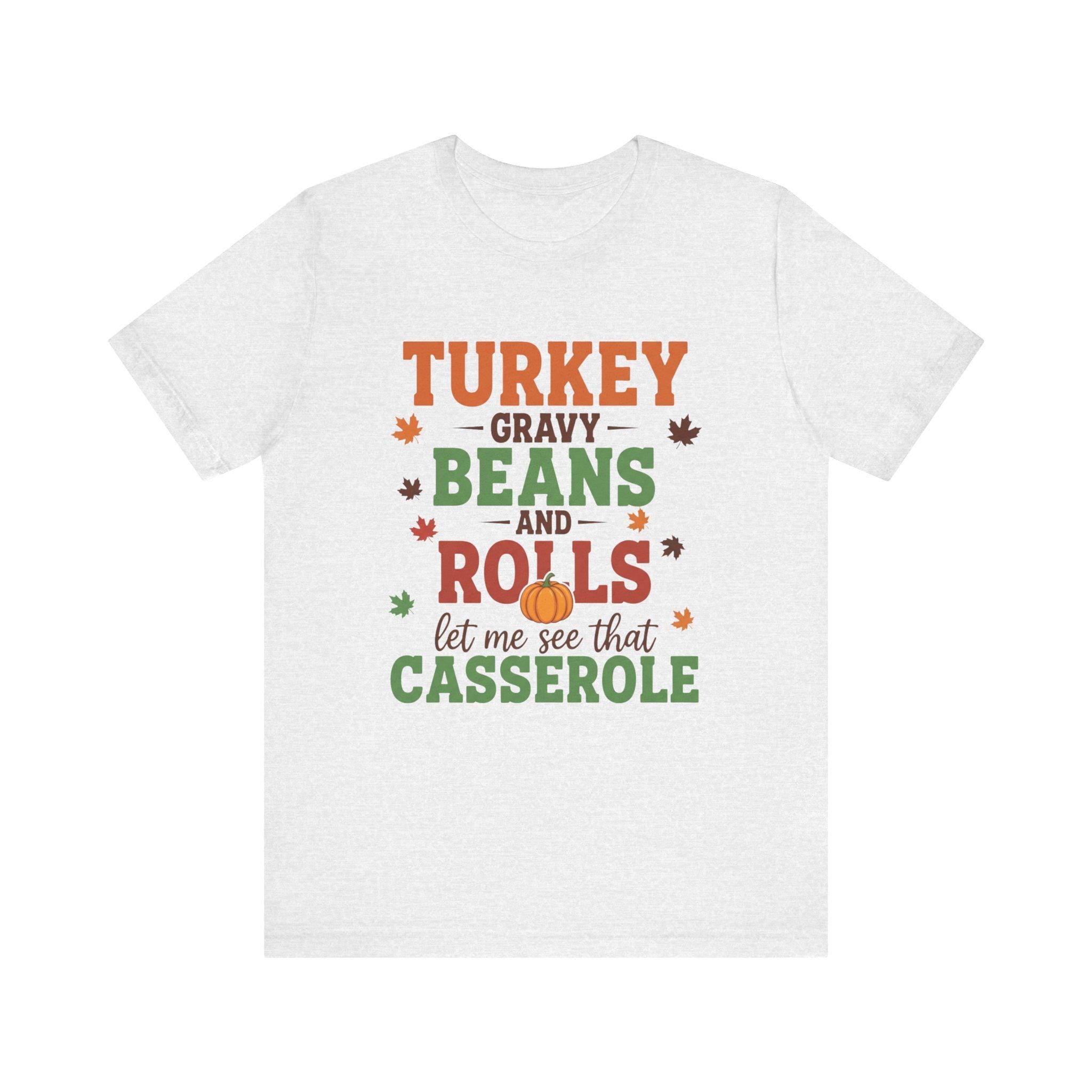 Thanksgiving Tee, Turkey Gravy Beans Rolls Graphic, Unisex Jersey T-Shirt