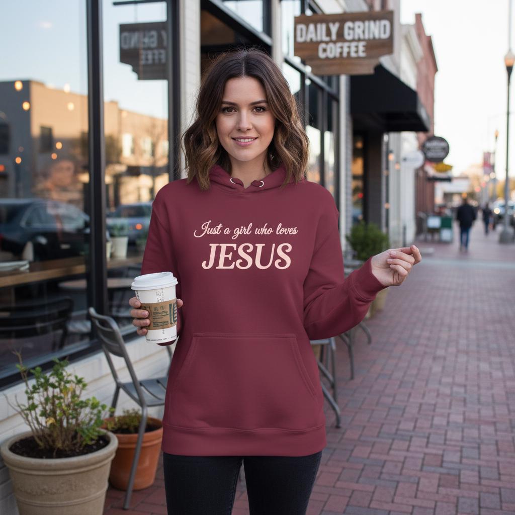 Just a Girl Who Loves Jesus Hoodie, Christian Apparel, Cozy Gift, Spiritual Hoodie, [...]