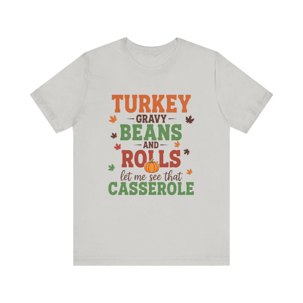 Thanksgiving Tee, Turkey Gravy Beans Rolls Graphic, Unisex Jersey T-Shirt