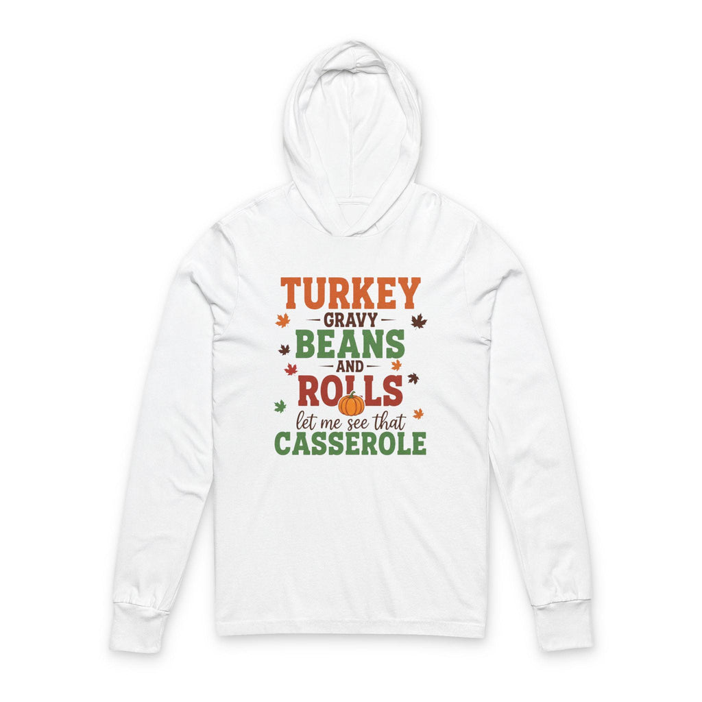 Thanksgiving Hooded Tee, Turkey Gravy Beans Rolls, Cozy Fall Outfit