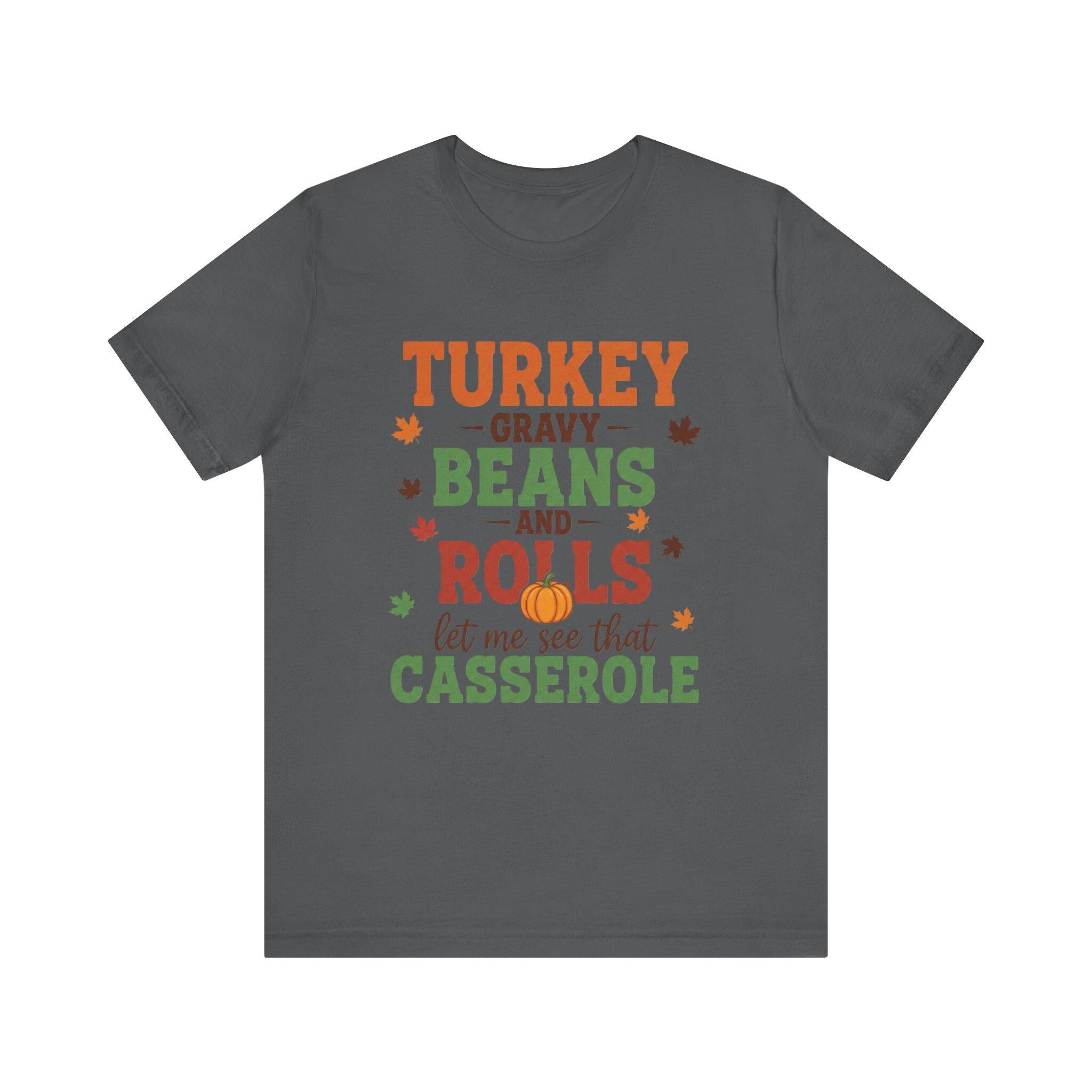 Thanksgiving Tee, Turkey Gravy Beans Rolls Graphic, Unisex Jersey T-Shirt