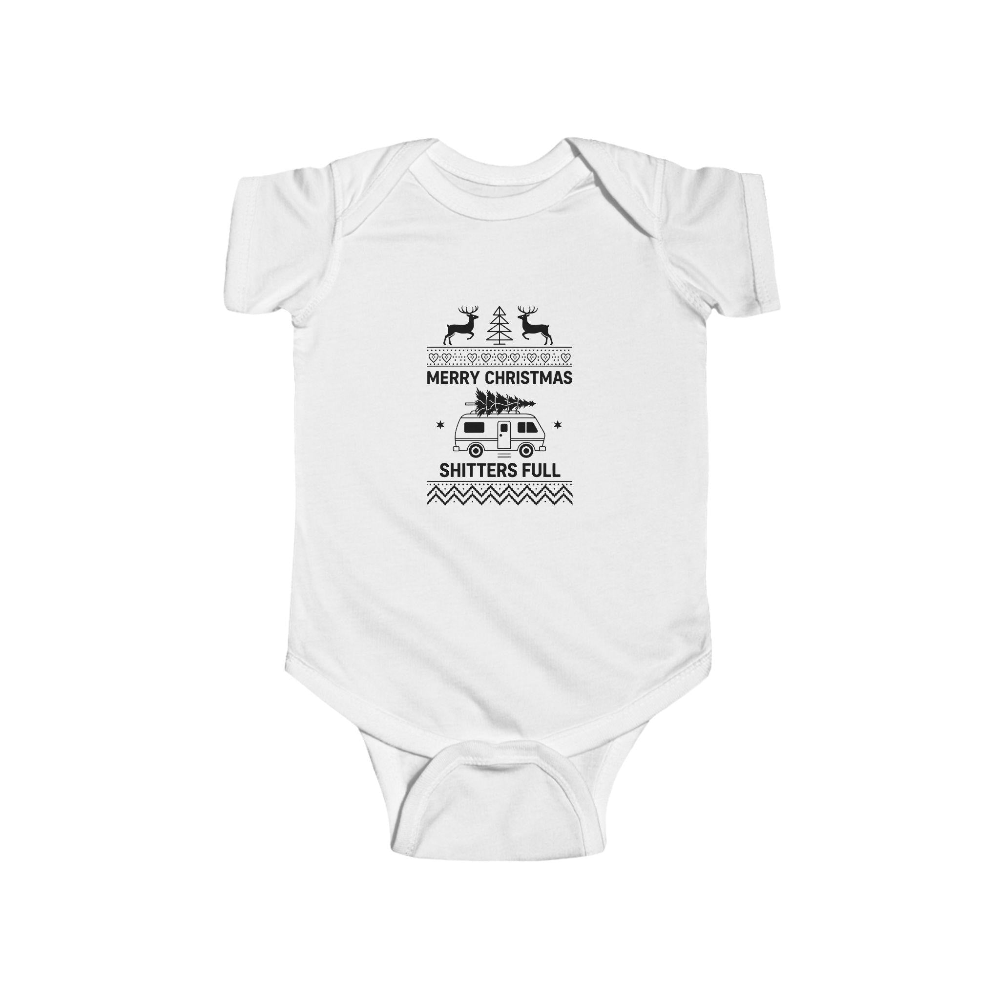 Shitters Full, Adorable Christmas Infant Bodysuit, Holiday Outfit, Baby Gift, Cute Baby Clothes, Funny Holiday Apparel,
