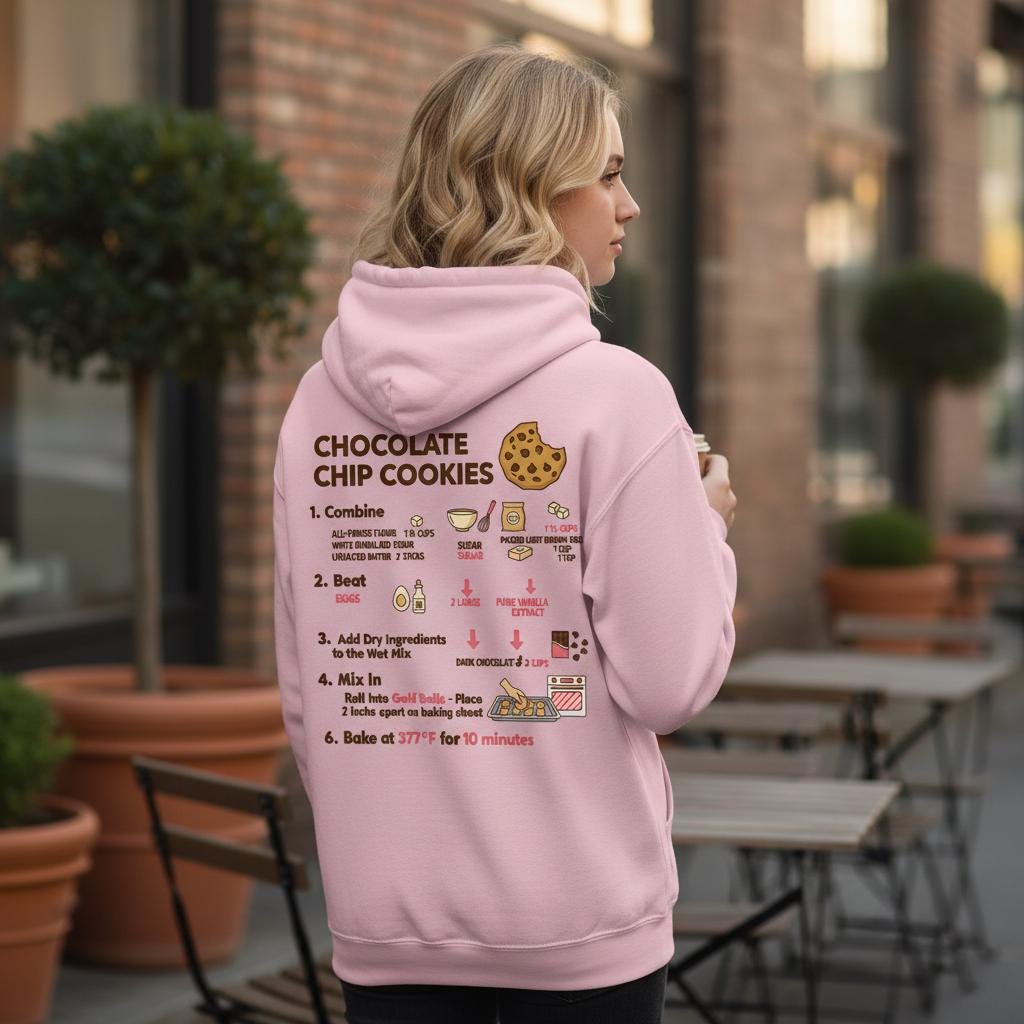 Chocolate Chip Cookie Recipe Hoodie | Unisex Fleece Pullover | Gift for Bakers | Cozy Kitchen Sweatshirt | Baking Lover Apparel, [...]