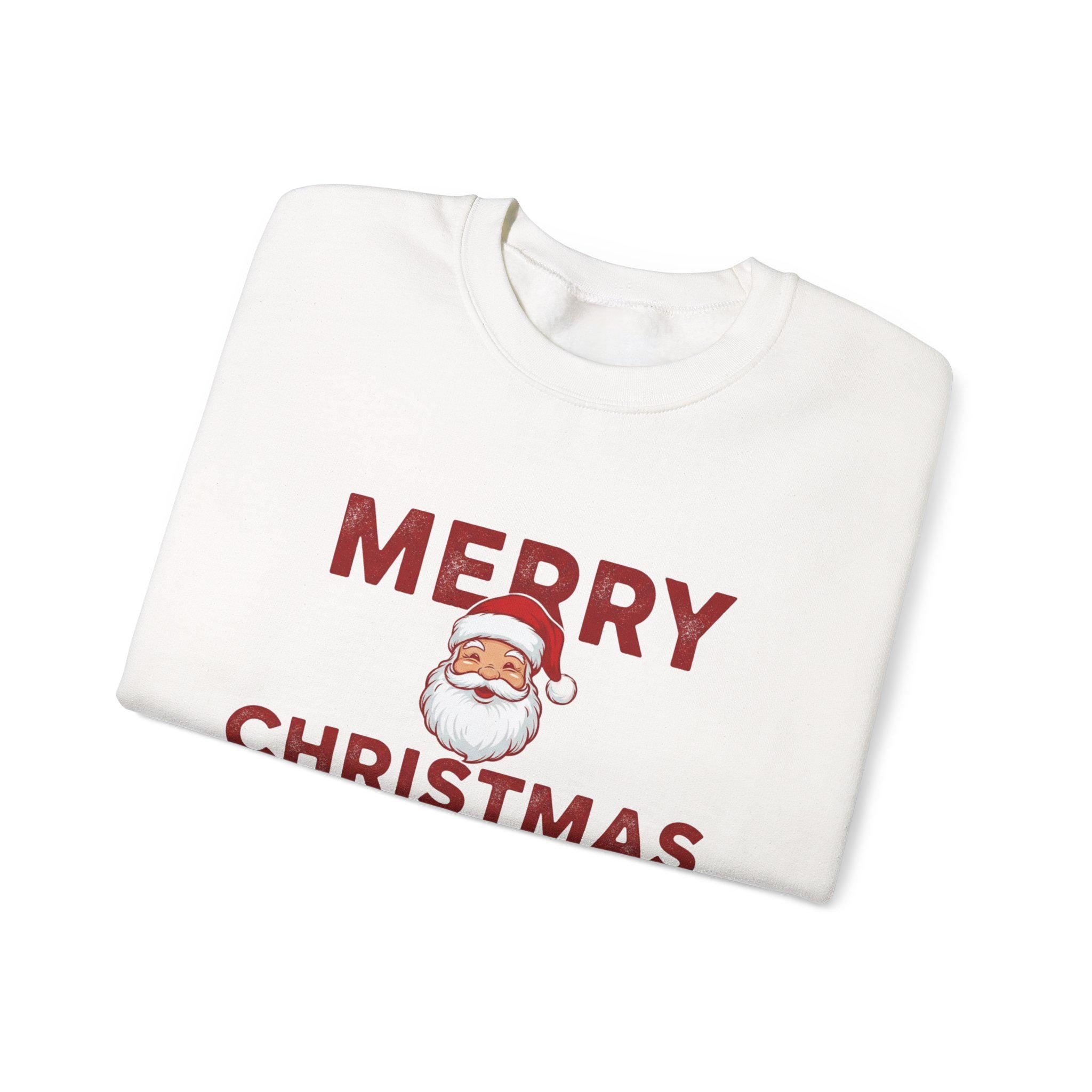 Merry Christmas Sweatshirt, Festive Santa Holiday Apparel