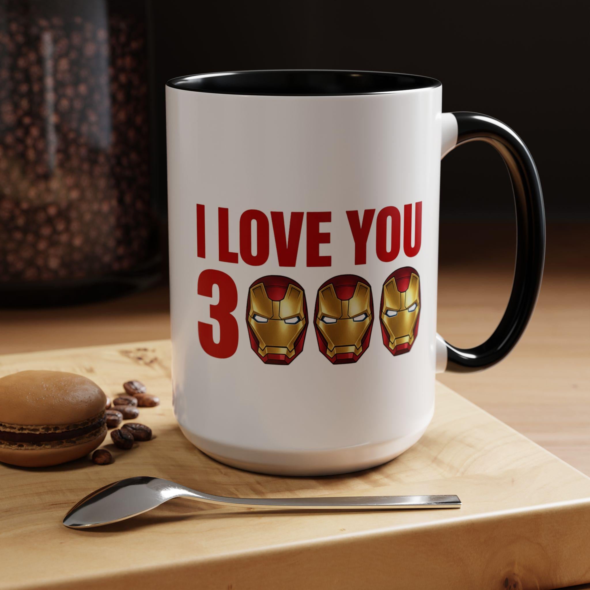 Iron Man Love Coffee Mug, I Love You 3000 Gift, Marvel Fan Tumbler, Superhero Drinkware, Movie Memorabilia